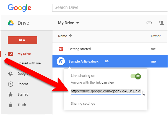 google drive shared file